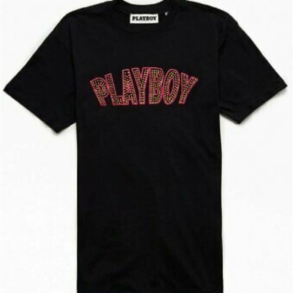 Playboy PacSun Black Rhinestone Logo Slots Shortsleeve Graphic Tee, Size L, NWT - Picture 1 of 7